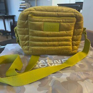 Dagne Dover plush velour bag in mustard yellow